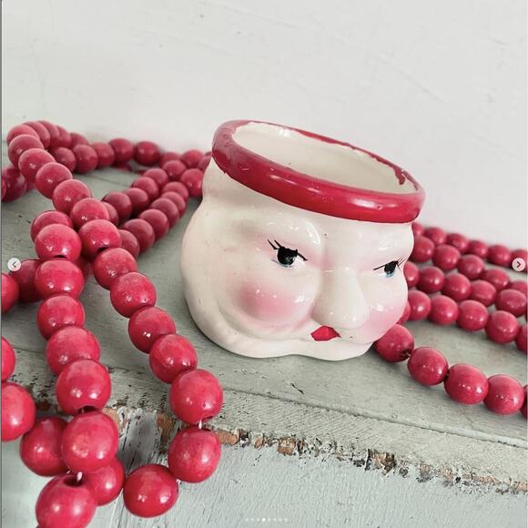 Vintage Christmas Santa Head Ceramic Vase Handleless Mug Unique - Picture 4 of 7